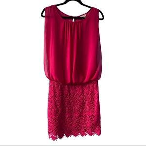 RUBBER DUCKY  pink blouson lace mini dress S